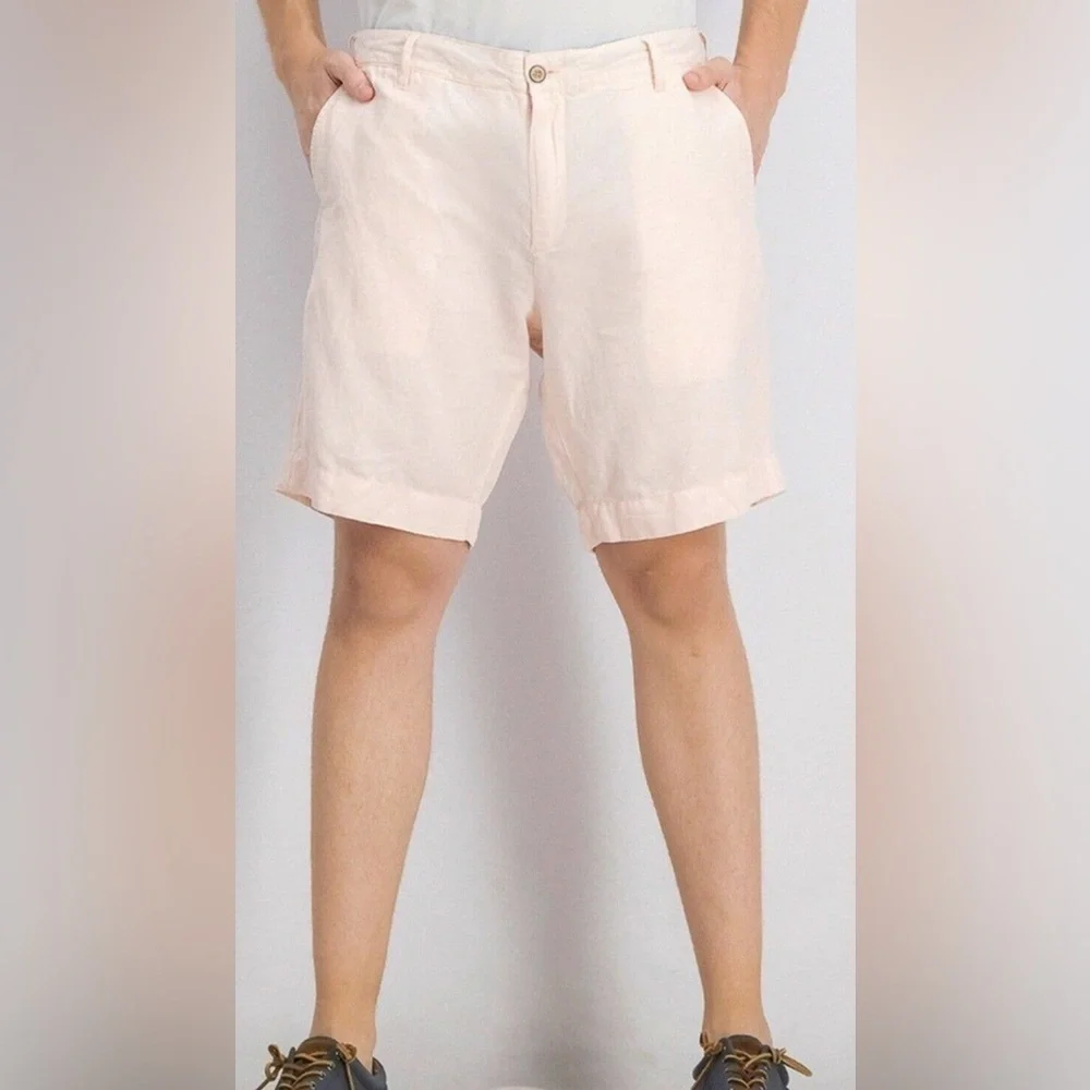 Faherty Malibu Short Mens 33 Summer Pink Linen Cotton Golf Casual